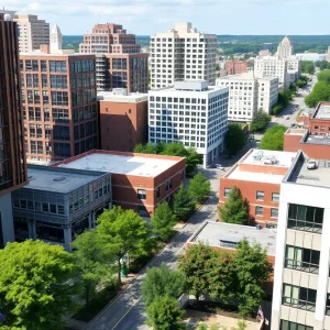 Buffalo urban landscape featuring a mix of commercial and residential buildings
