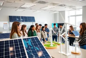 Students working in the renewable energy lab at Buffalo City Community College.