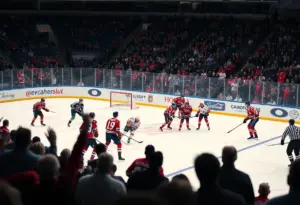 Buffalo Sabres playing against Toronto Maple Leafs at KeyBank Center
