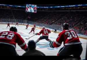 Buffalo Sabres players during a preseason game against Columbus Blue Jackets at KeyBank Center.
