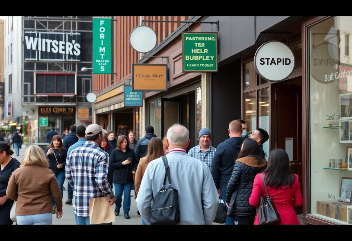 A vibrant small business area in Buffalo, New York.