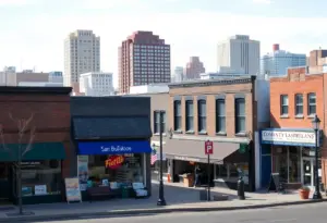 Cityscape of Buffalo highlighting small businesses focused on diversity and entrepreneurship.