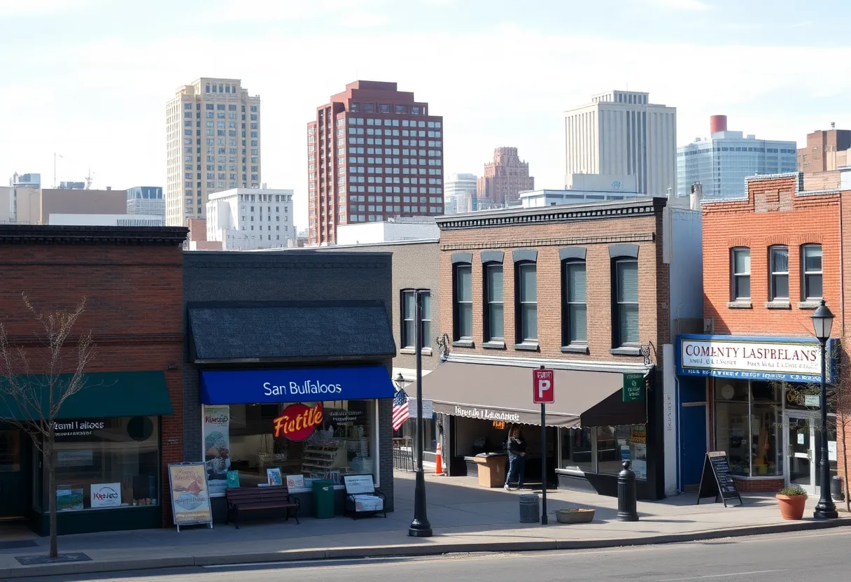 Cityscape of Buffalo highlighting small businesses focused on diversity and entrepreneurship.