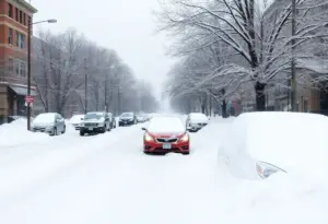 A street in Buffalo covered in heavy snowfall after a recent snowstorm.