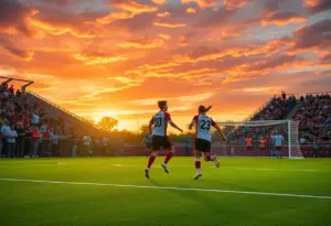 University at Buffalo men's soccer team celebrating a goal during a match
