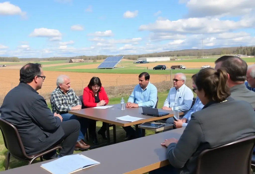 Residents and stakeholders debating solar array locations in Buffalo, New York.