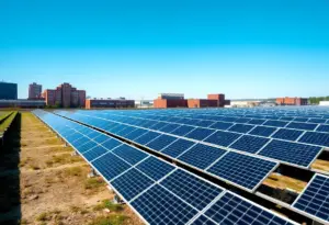 Solar panels at a renewable energy hub in Buffalo NY