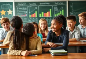 Students in a Buffalo classroom participating in educational activities