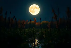 Participants on a supermoon hike at Tifft Nature Preserve under the night sky