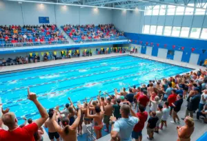 University at Buffalo swimming and diving team competing at the ARC Pool