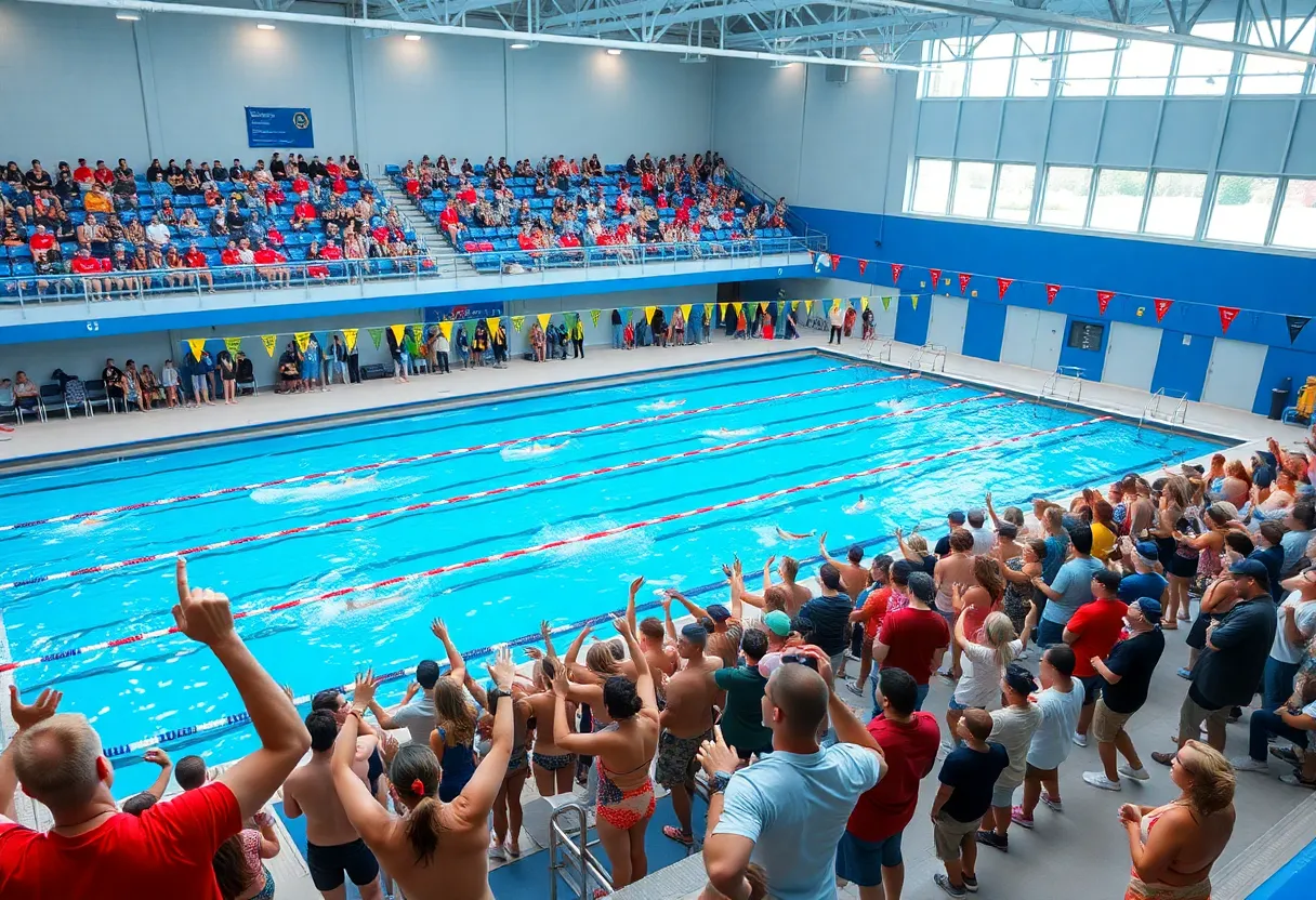 University at Buffalo swimming and diving team competing at the ARC Pool