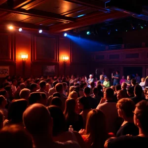 Concert at Kleinhans Music Hall with audience enjoying folk-rock music