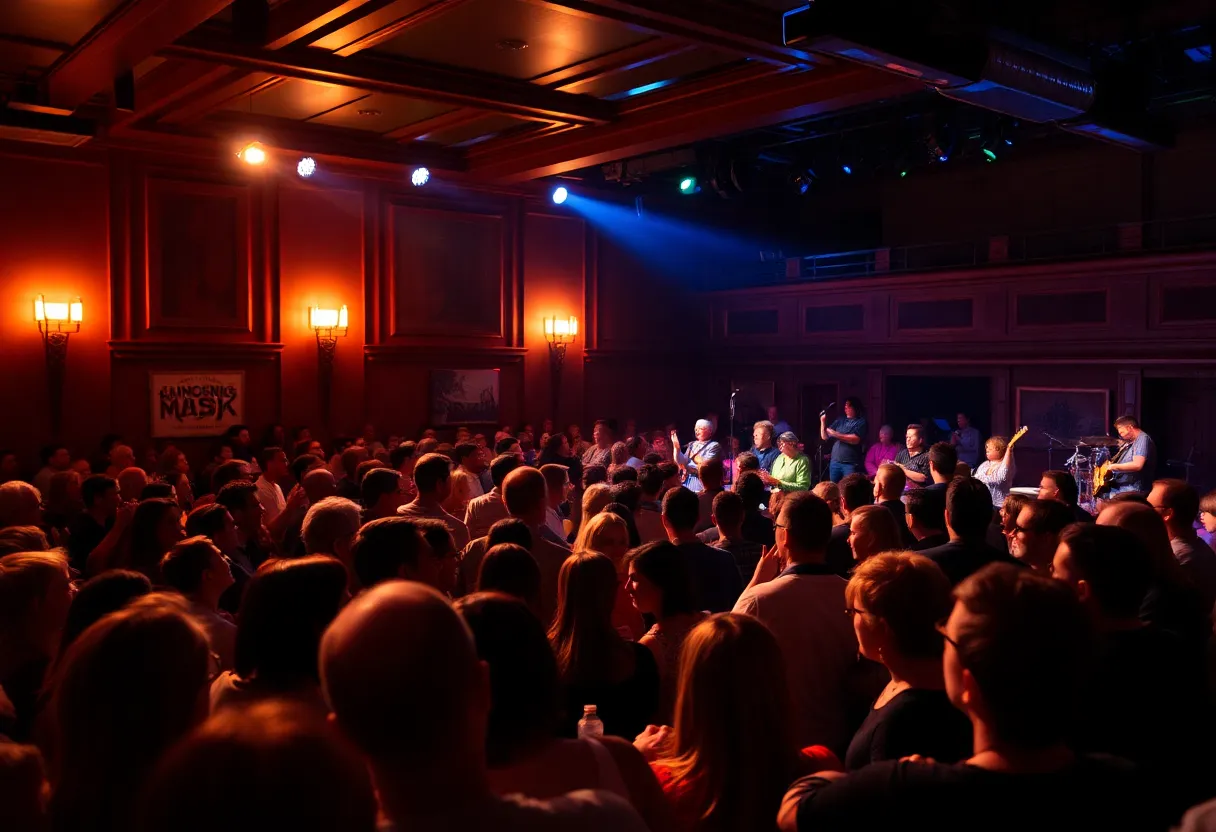 Concert at Kleinhans Music Hall with audience enjoying folk-rock music