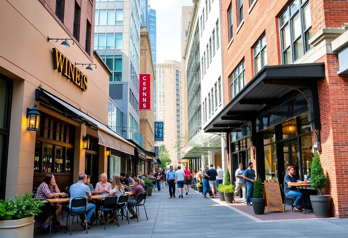 Outdoor seating at new Buffalo wine bars in downtown.