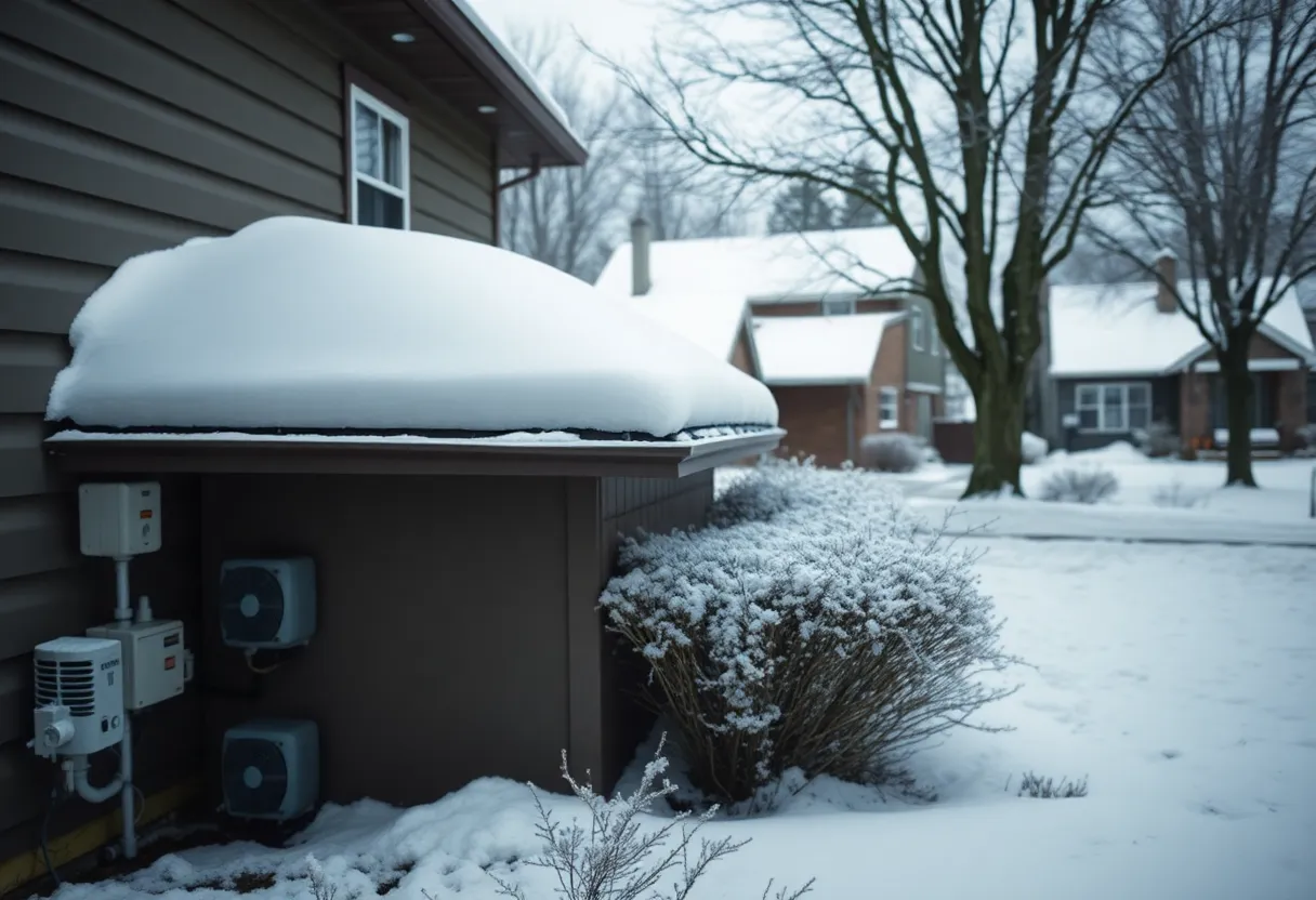 Frost covered houses in Buffalo during winter highlighting rising heating costs