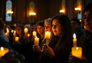 Candlelight vigil at Kleinhans Music Hall honoring victims of Pan Am 103 bombing