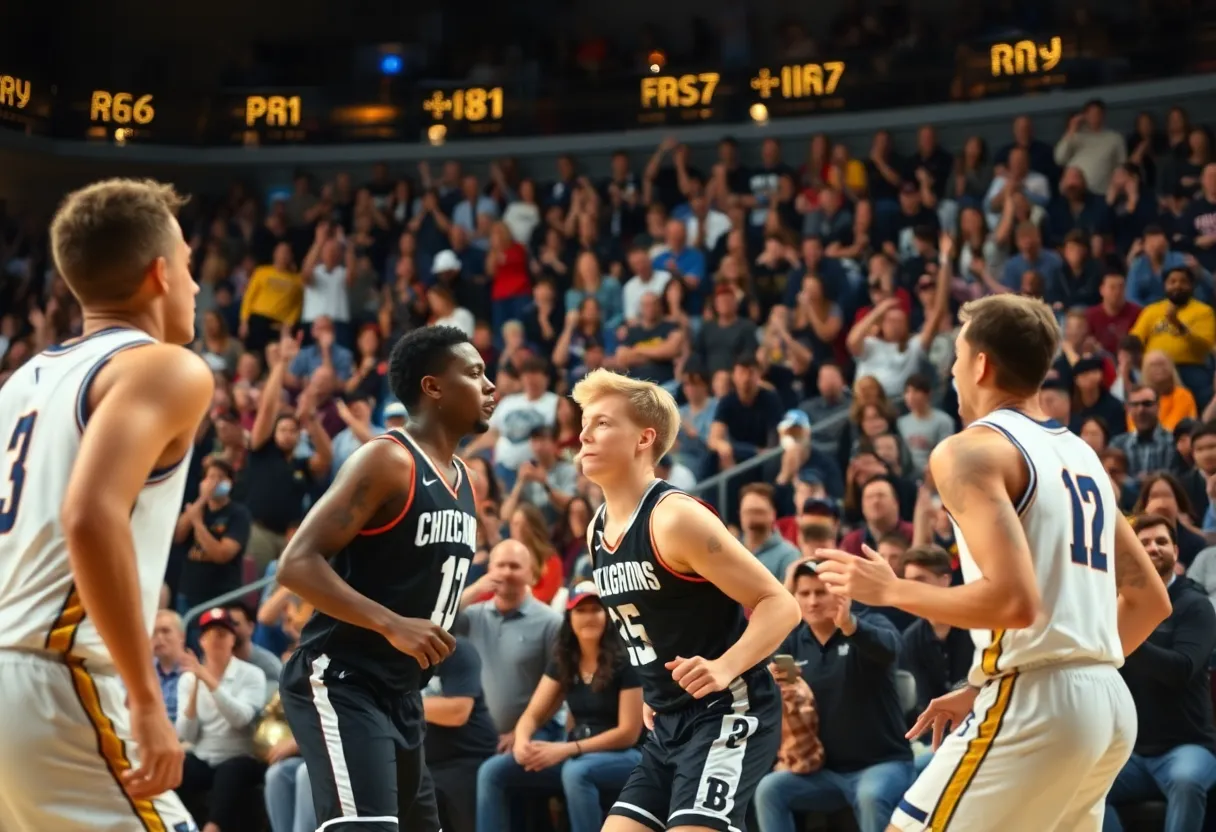 Canisius Golden Griffins basketball players in action during an exhibition game.