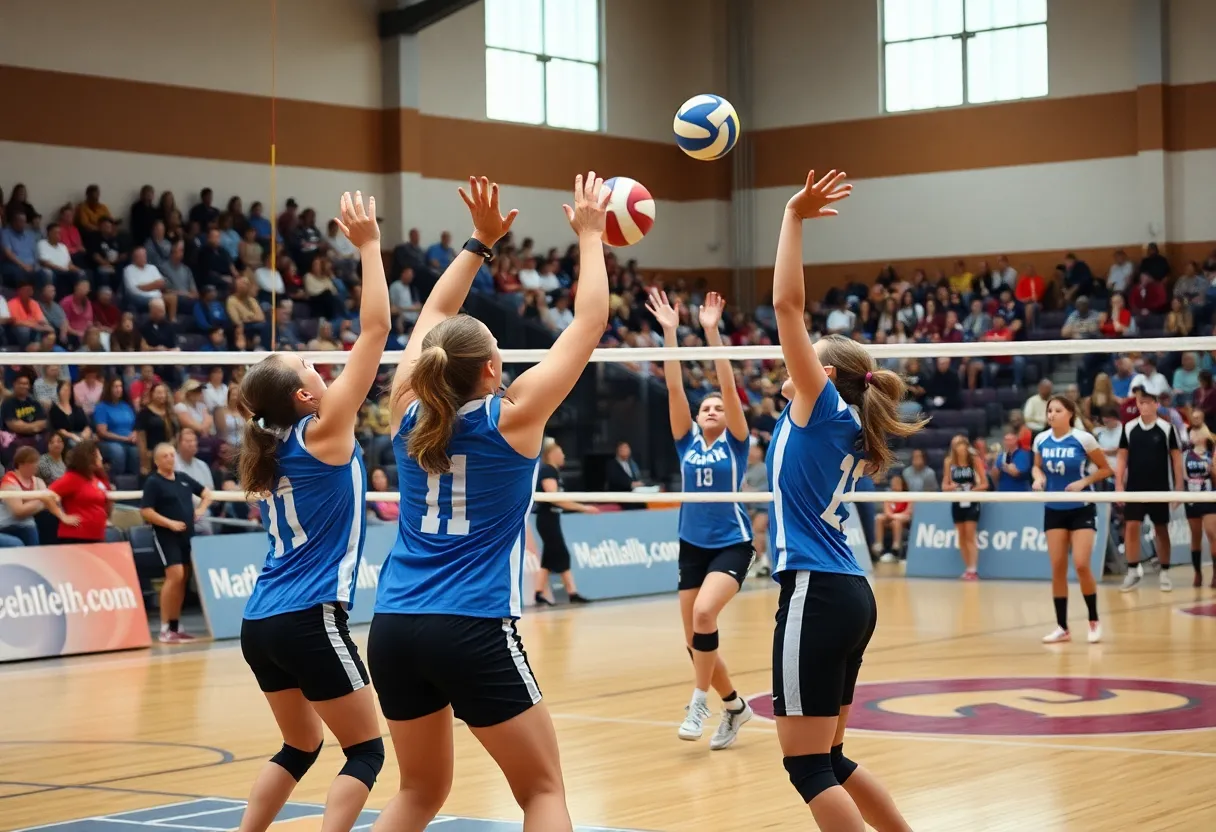 Canisius Volleyball team celebrating their victory over Niagara