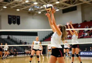 Canisius women's volleyball team playing a match against Niagara University.