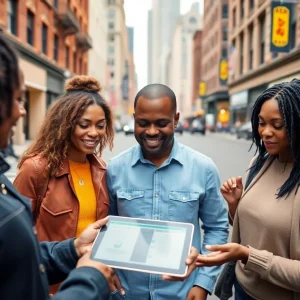 Small business owners in Buffalo using a fintech app