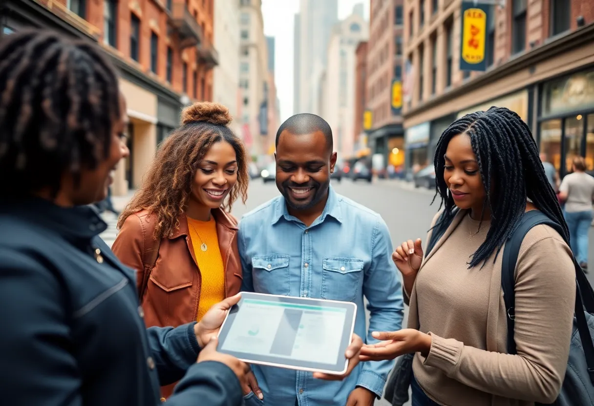 Small business owners in Buffalo using a fintech app