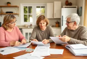 Family discussing caregiving expenses
