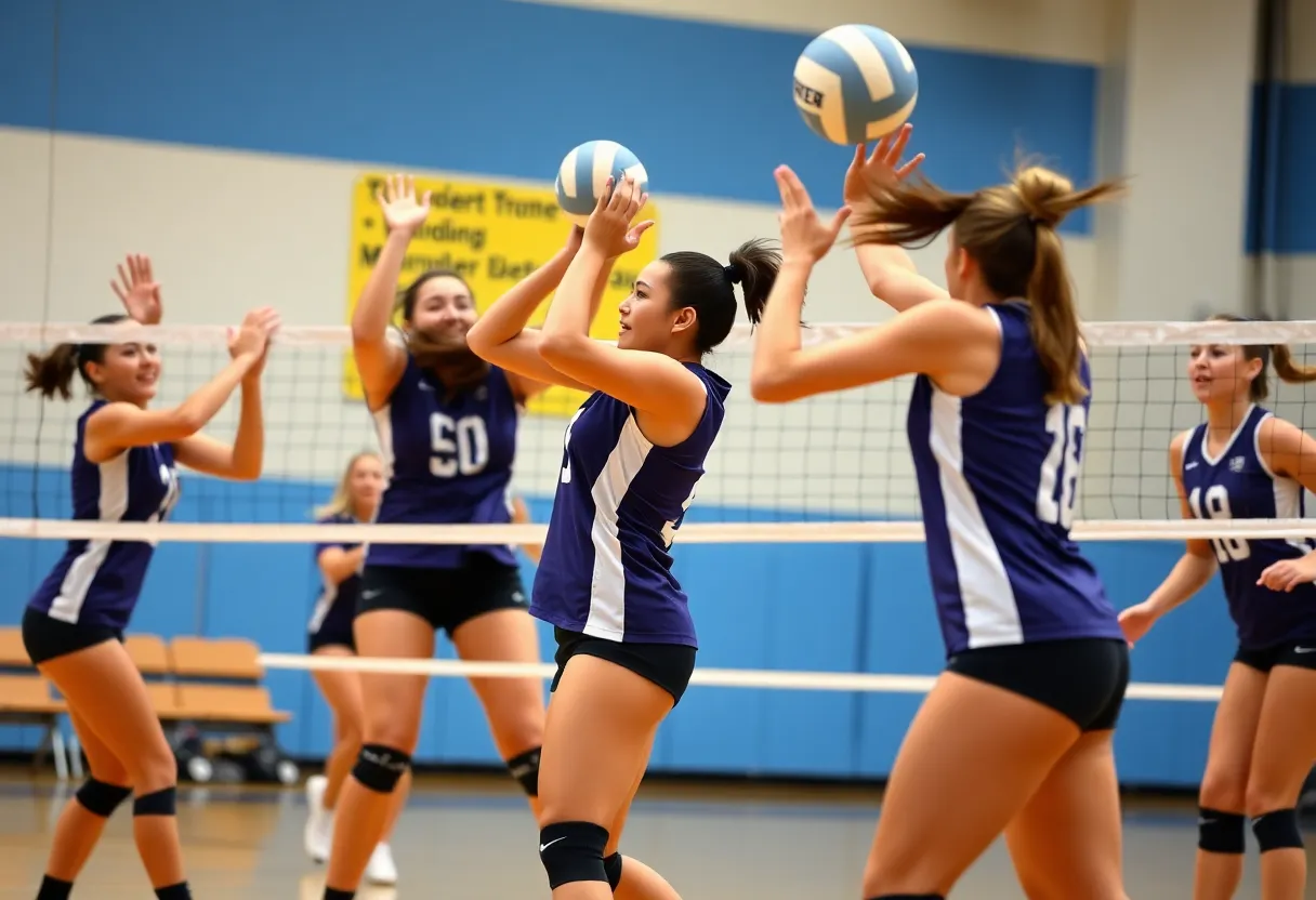 Clarkson University volleyball team competing during a match
