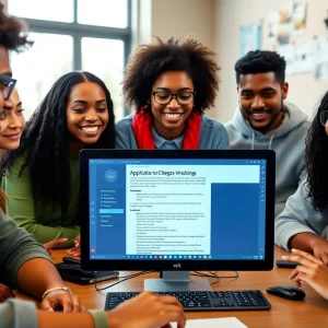 High school students participating in a college application workshop online