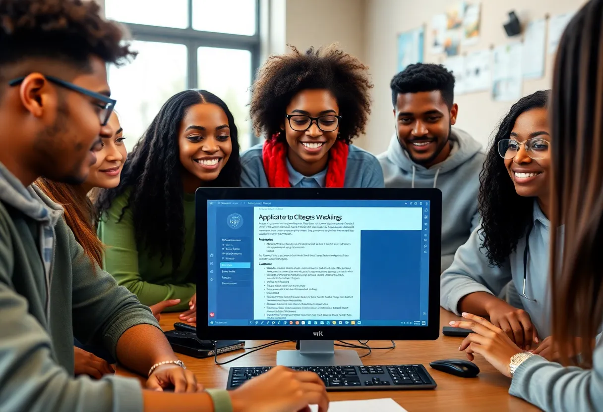 High school students participating in a college application workshop online