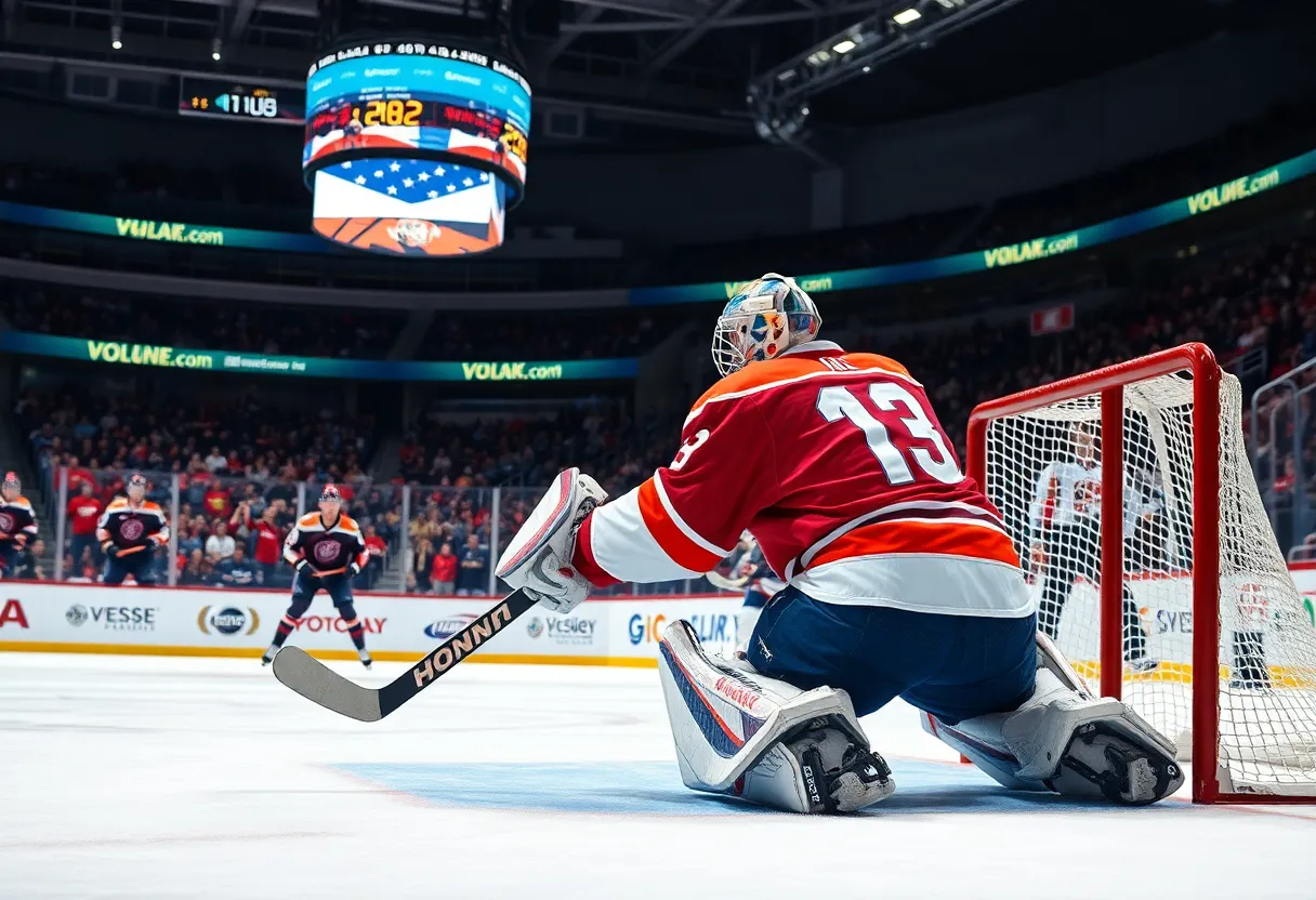 Buffalo Sabres goaltender Colten Ellis in action on the ice.