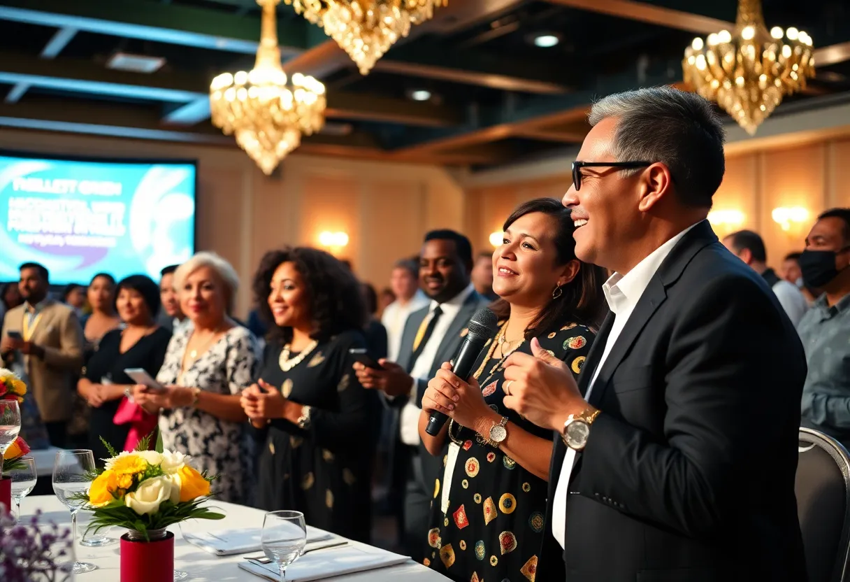 Gala event honoring community leaders with attendees sharing inspiration