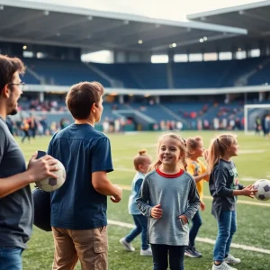 Families and children participating in youth sports activities at a local event in Buffalo