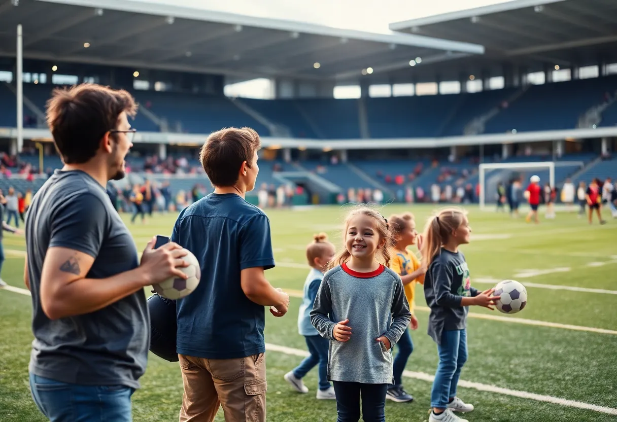 Families and children participating in youth sports activities at a local event in Buffalo