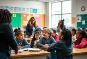 A diverse group of students engaging in a classroom setting.