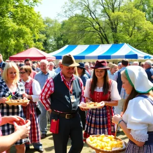 Participants enjoying the Dożynki Harvest Festival with traditional Polish foods and dances.