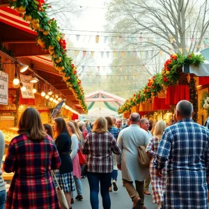 Crowds enjoying the Dożynki Polish Harvest Festival with traditional foods and activities.