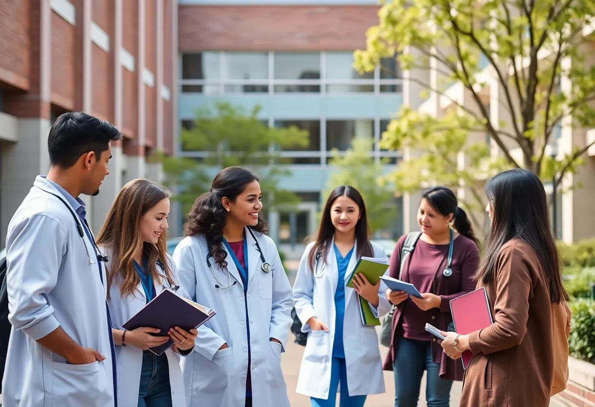 Students at D'Youville University engaged in medical studies
