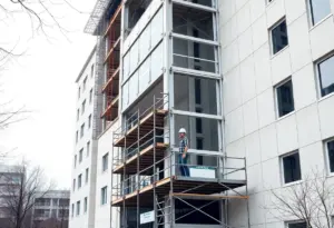 Construction site of D'Youville University's medical school