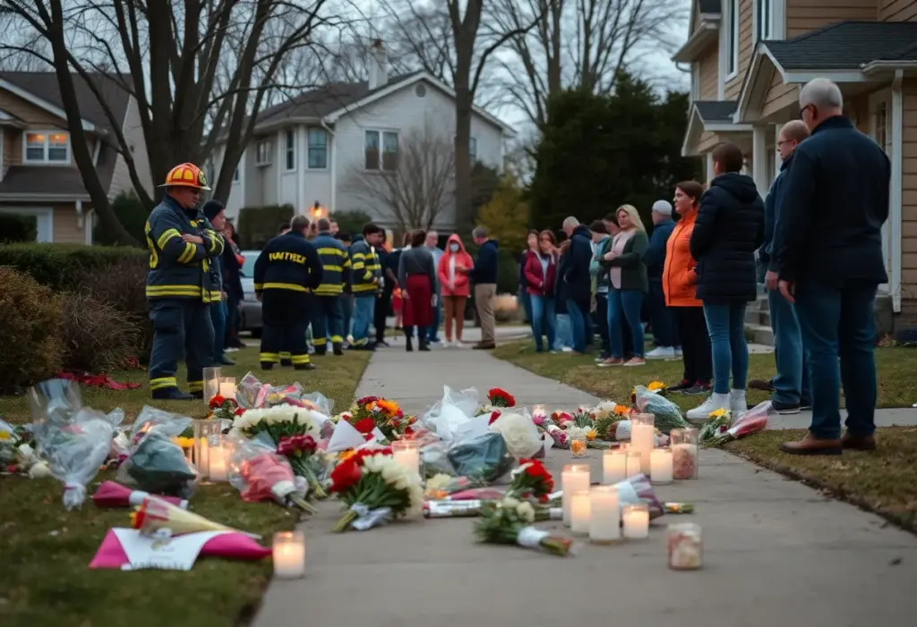 Tributes left by the community at the site of the Elmwood Village fire.
