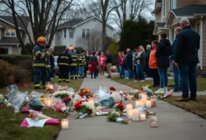 Tributes left by the community at the site of the Elmwood Village fire.