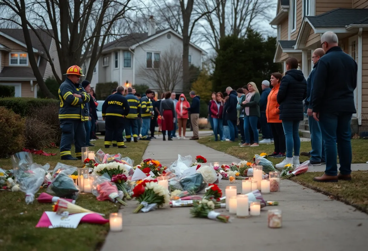 Tributes left by the community at the site of the Elmwood Village fire.