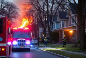 Firefighters responding to a house fire in Elmwood Village, Buffalo