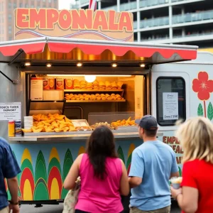 Food truck serving empanadas at Canalside in Buffalo, NY.