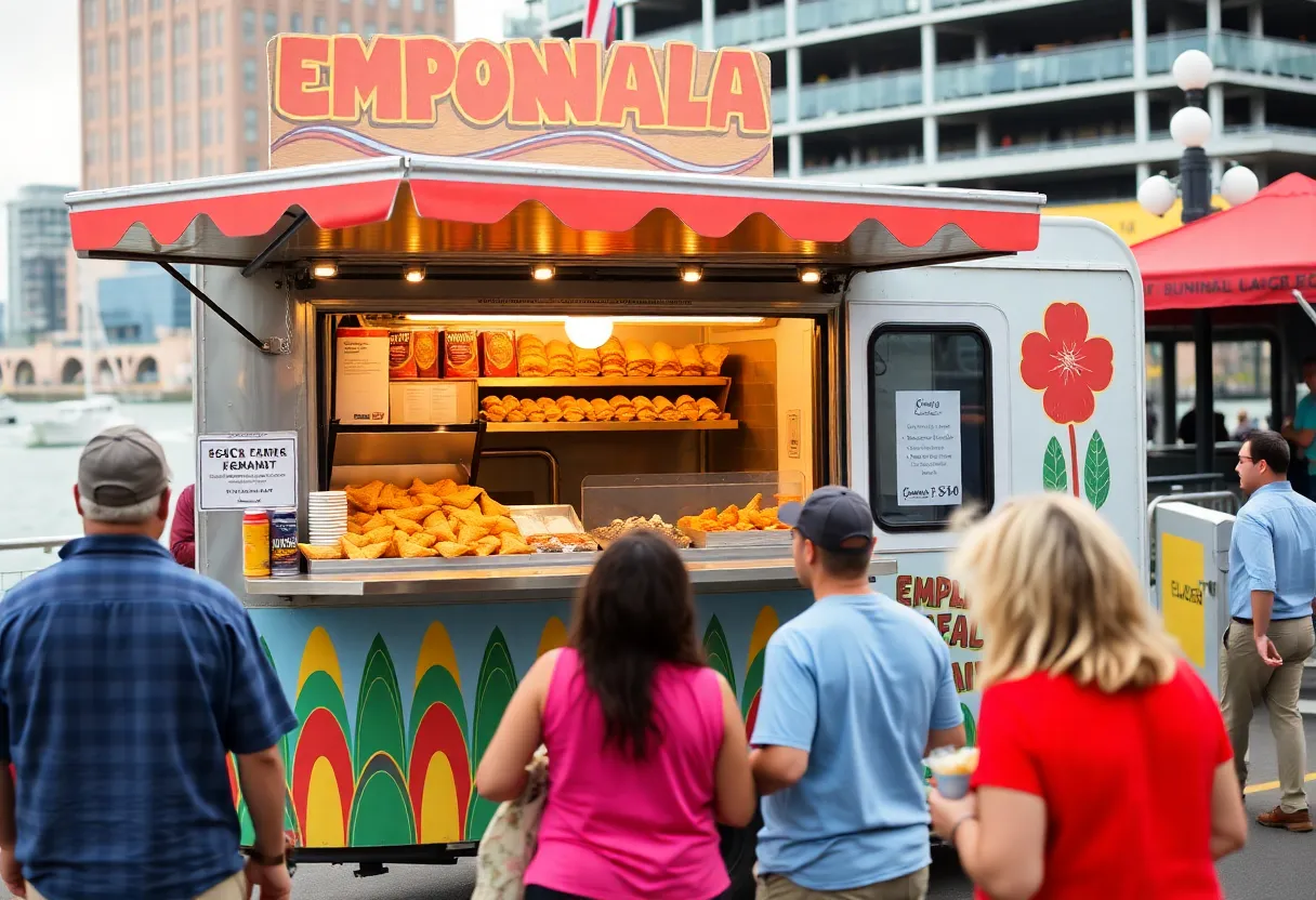 Food truck serving empanadas at Canalside in Buffalo, NY.