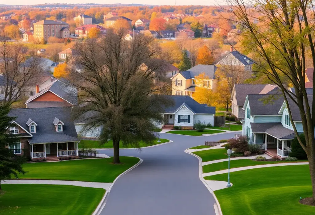 Suburban neighborhood in Erie County showcasing homes and greenery.