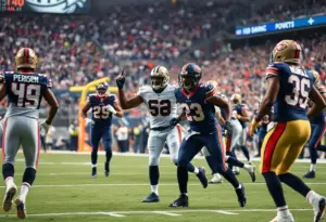 Falcons players celebrating after scoring against the Bills