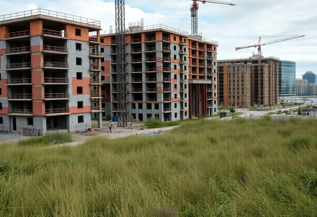 Stalled construction site of the Heritage Point project in Buffalo