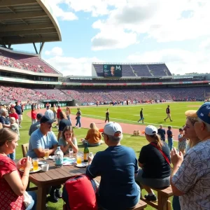 Attendees gathered at Highmark Stadium's 55th anniversary celebration.