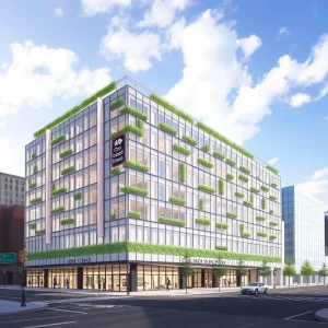 Architectural rendering of the HSBC Tower redevelopment in downtown Buffalo