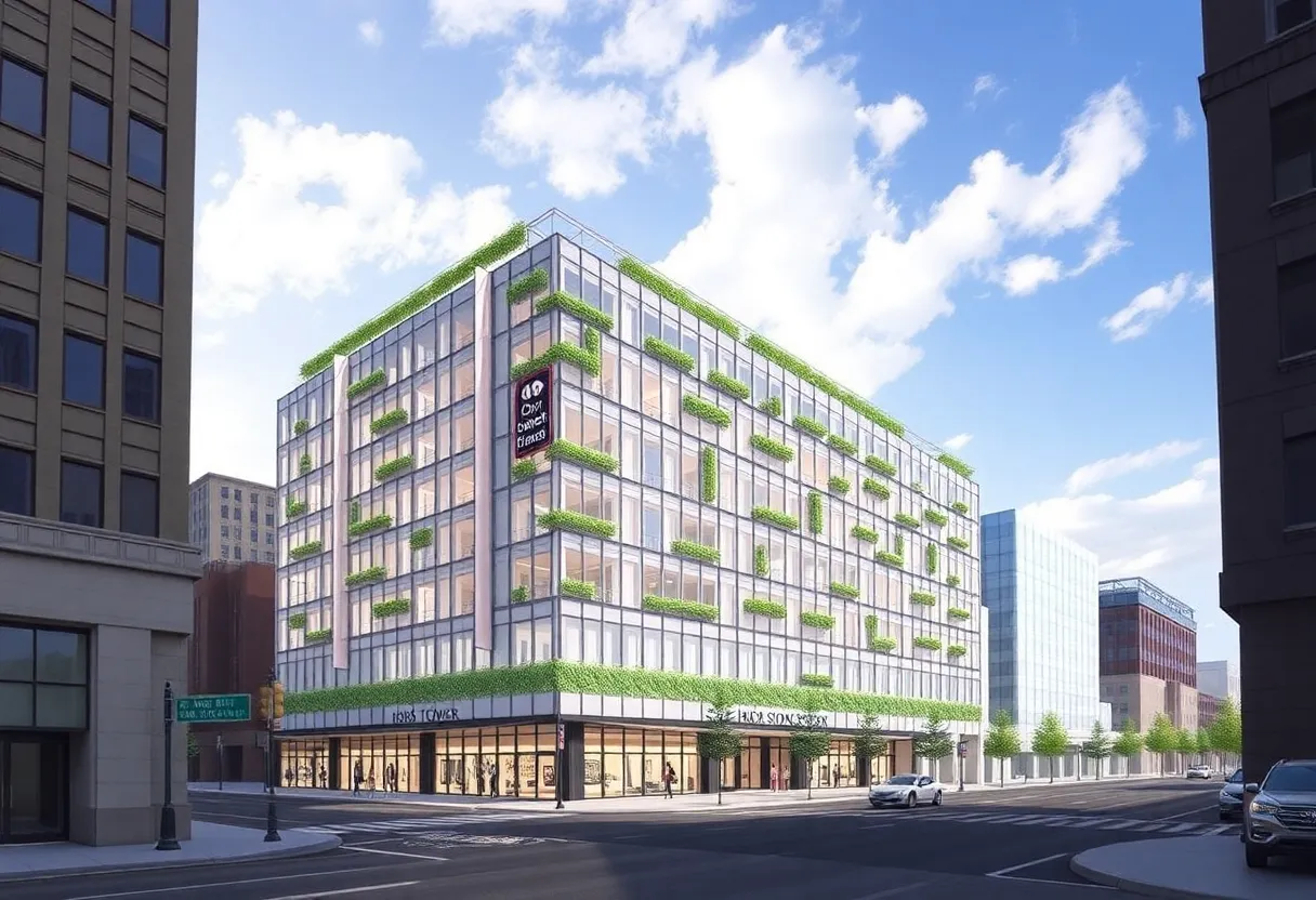 Architectural rendering of the HSBC Tower redevelopment in downtown Buffalo
